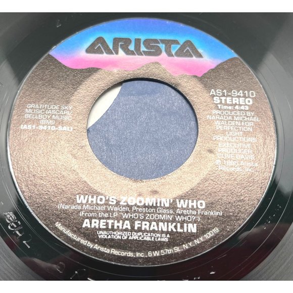 Who's Zoomin' Who / Sweet Bitter Love 45 Soul Record 1985 Arista - Picture 1 of 4